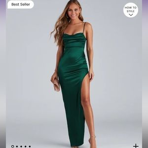 windsor dark green prom dress
